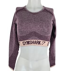 Gymshark Dry Heathered Burgundy Crop Long Sleeve Athletic Workout Women's M
